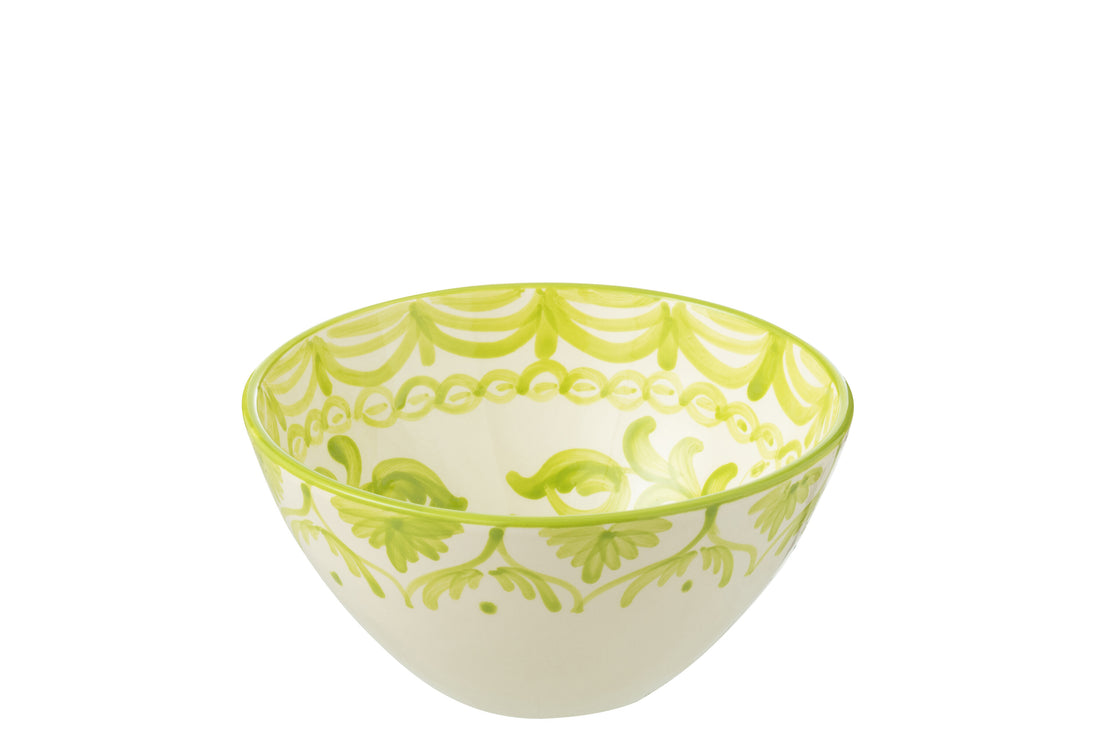 Kom Granada High Ceramic White/Green Medium