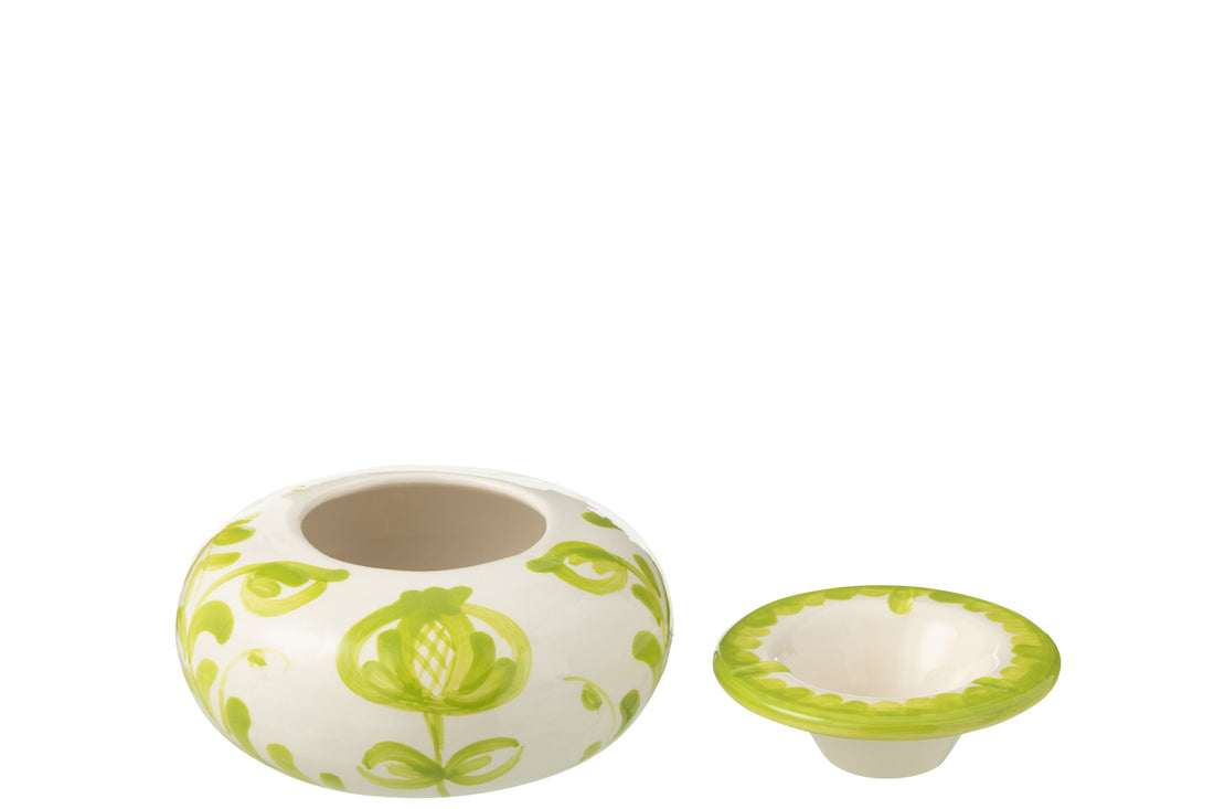 Asbak Granada Keramiek Wit/Groen Groot