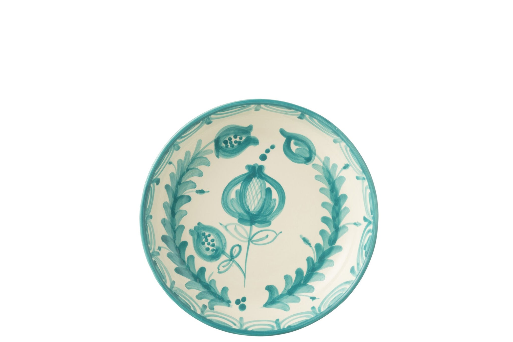 Kom Granada Laag Keramiek Wit/Aqua Groot