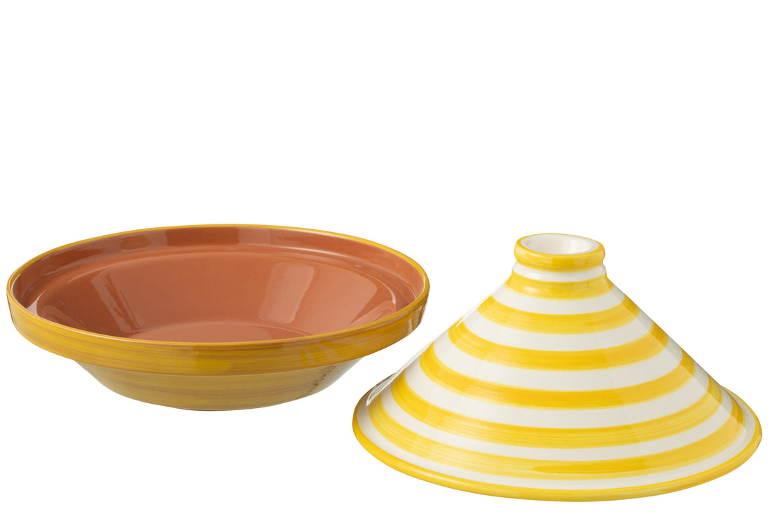 Tagine Granada Strepen Keramiek Wit/Geel