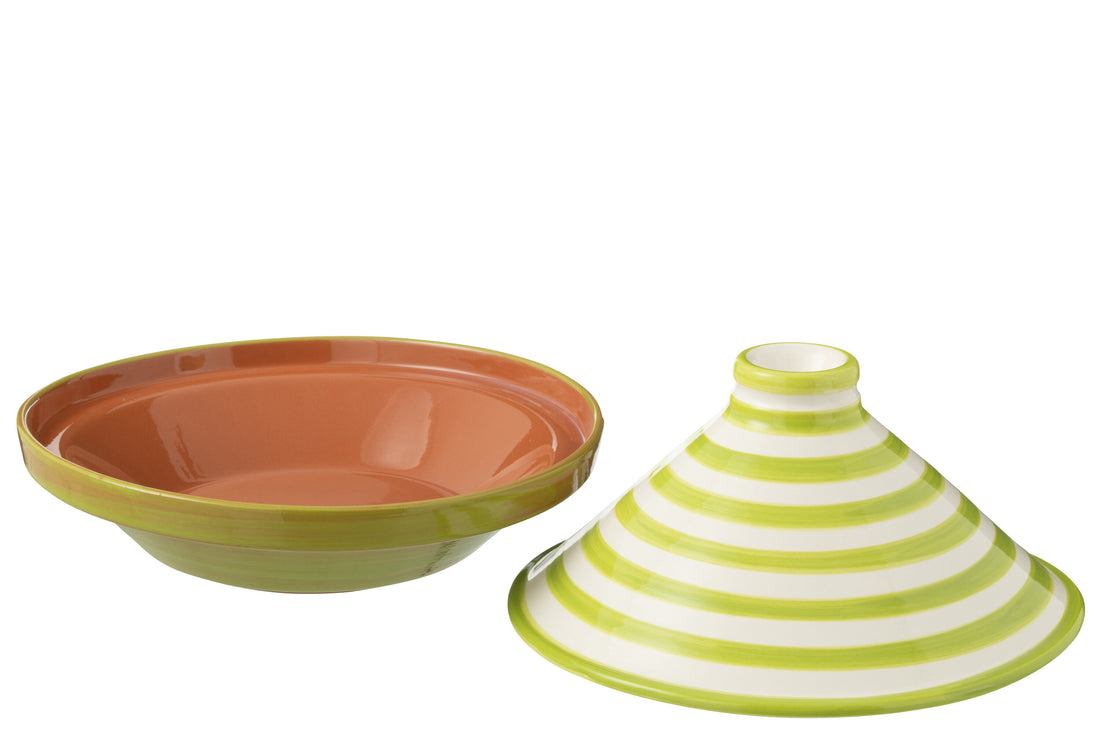 Tagine Granada Strepen Keramiek Wit/Groen