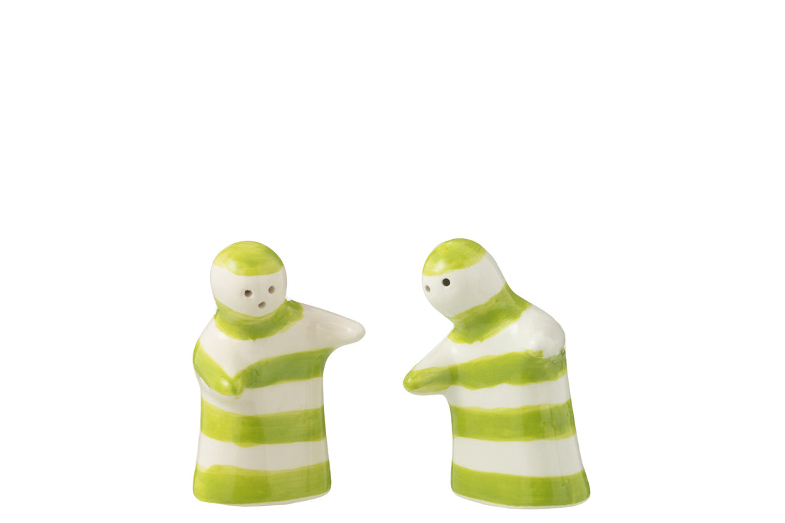 Zout & Peper Granada Strepen Keramiek Wit/Groen