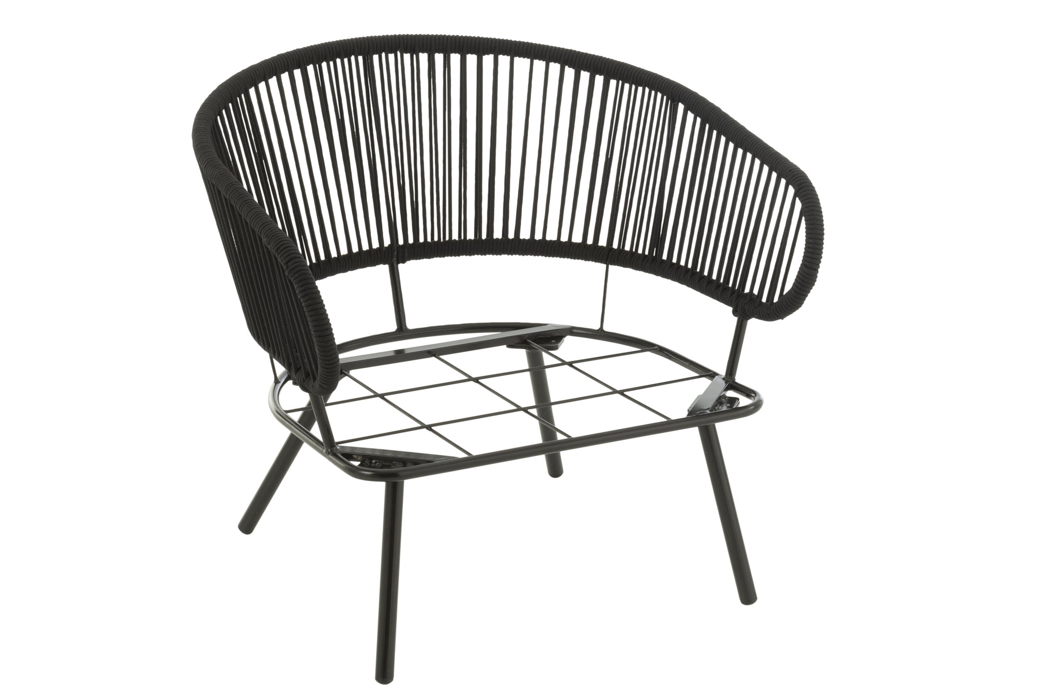 Set van 3 stoelen Poa Staal/Rattan Zwart
