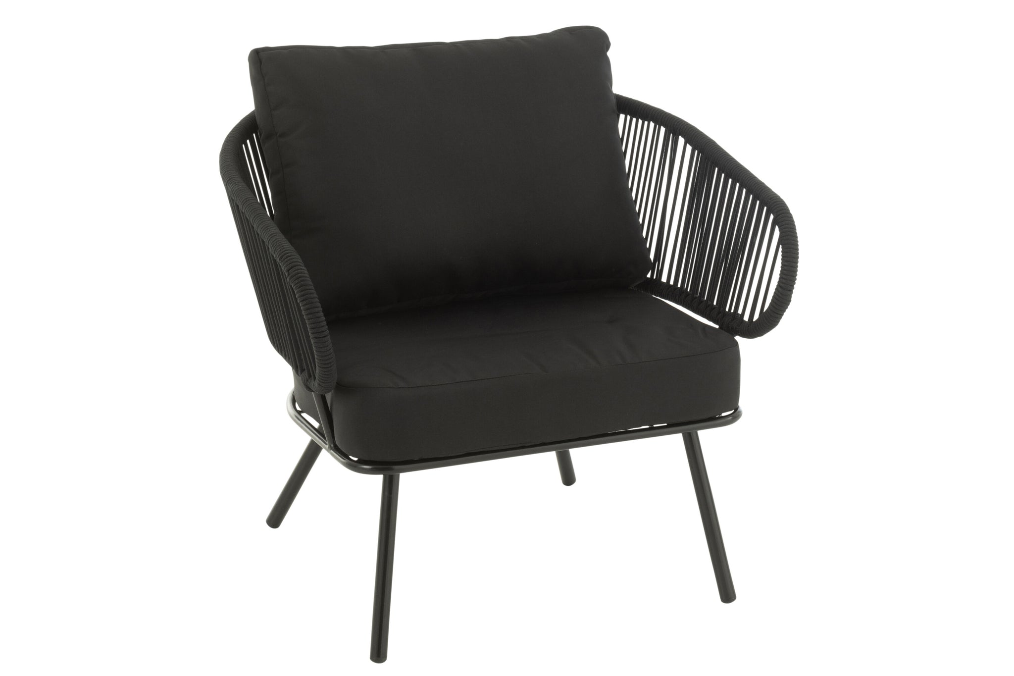 Set van 3 stoelen Poa Staal/Rattan Zwart