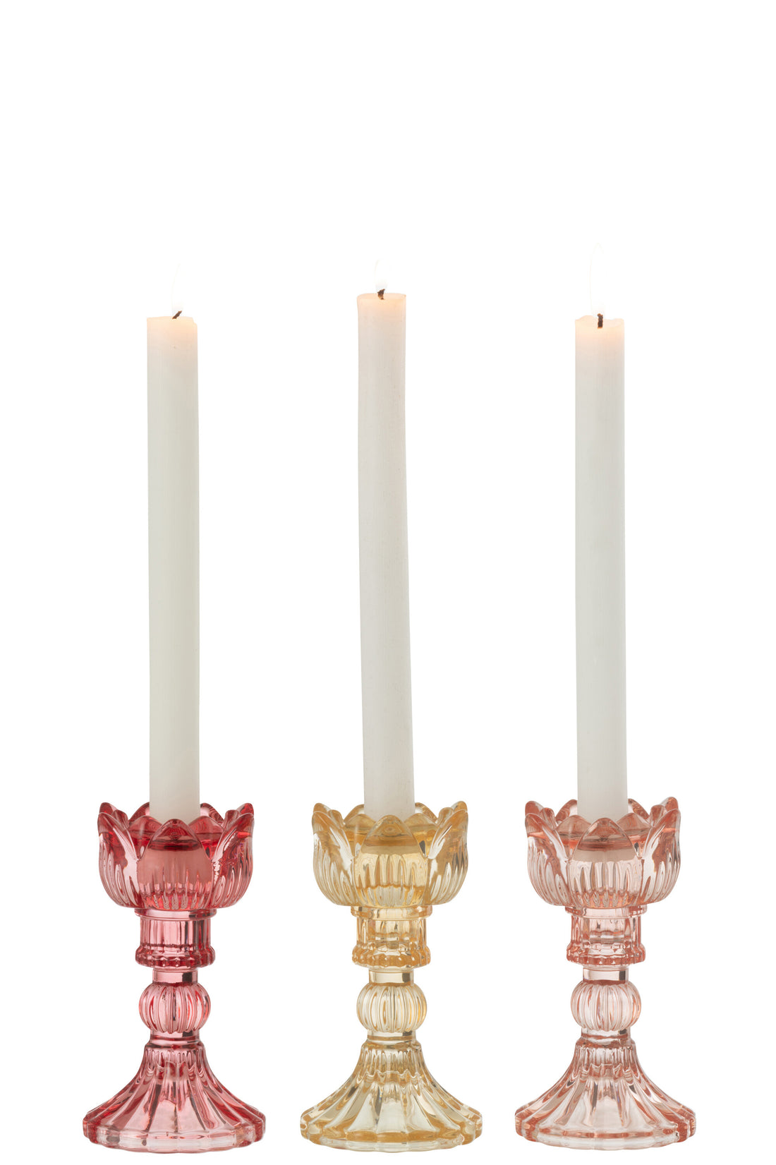 Kaarsenhouder Roos Warm Glas Mix Assortiment Van 3