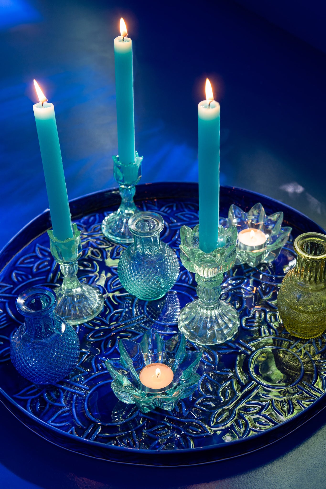 Kaarsenhouder Roos Koud Glas Mix Assortiment Van 3