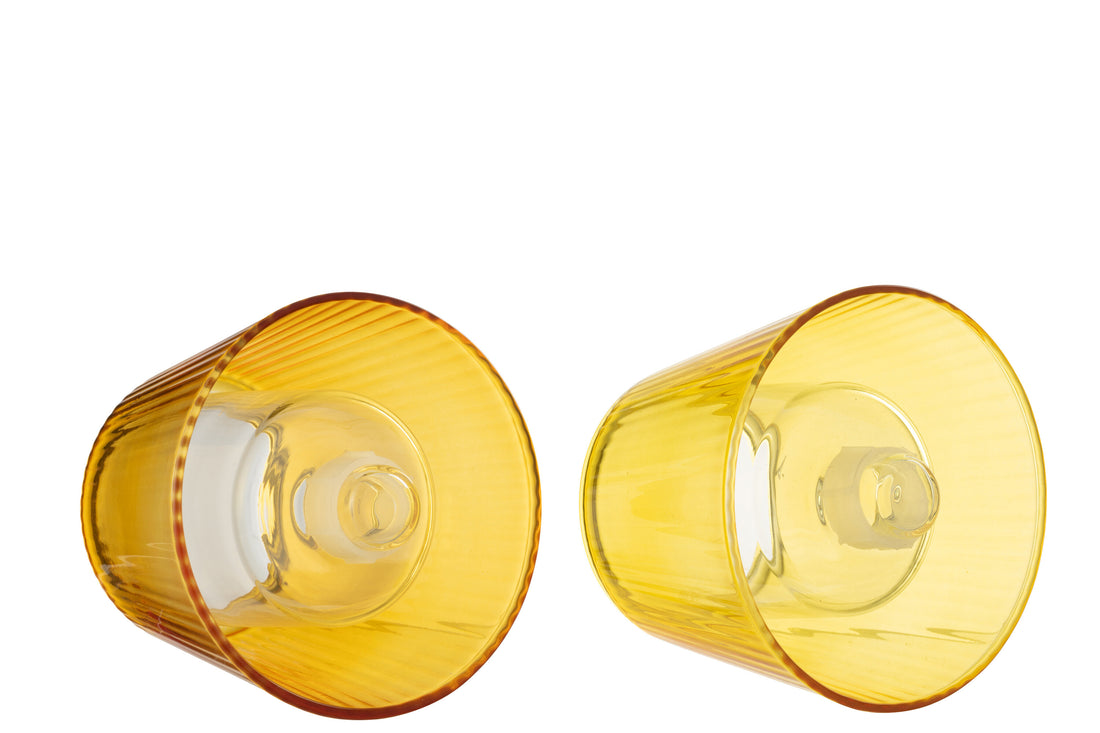 Theelichthouder Hoed Glas Geel/Oranje Assortiment Van 2