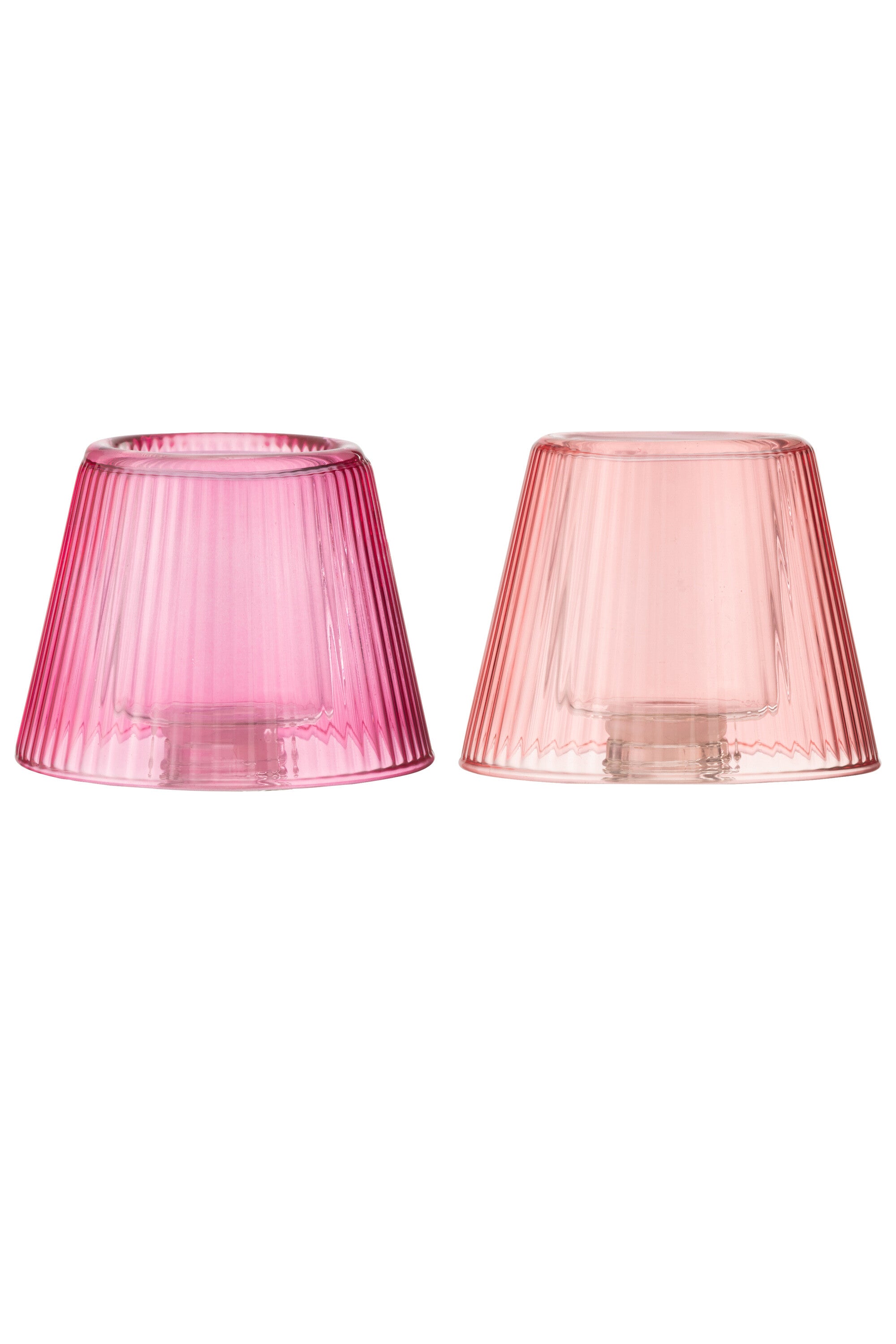 Theelichthouder Hoed Glas Roze/Fuchsia Assortiment Van 2