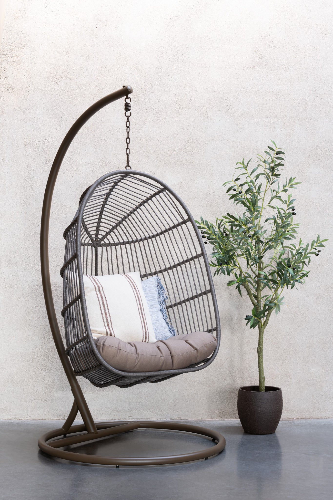Hangstoel Egga Staal/Touw Bruin