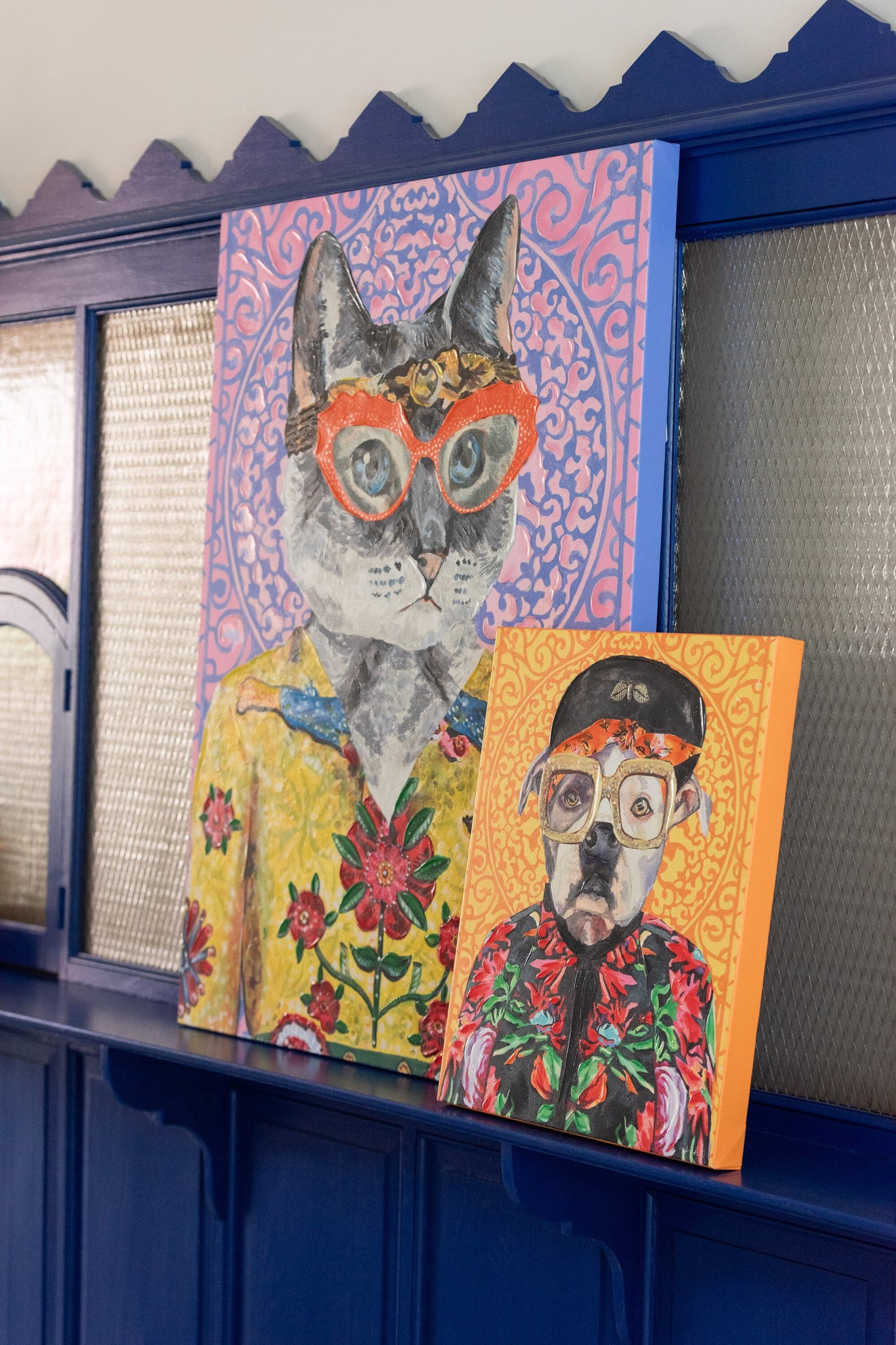 Wanddecoratie Kat Popart Canvas Mix Groot