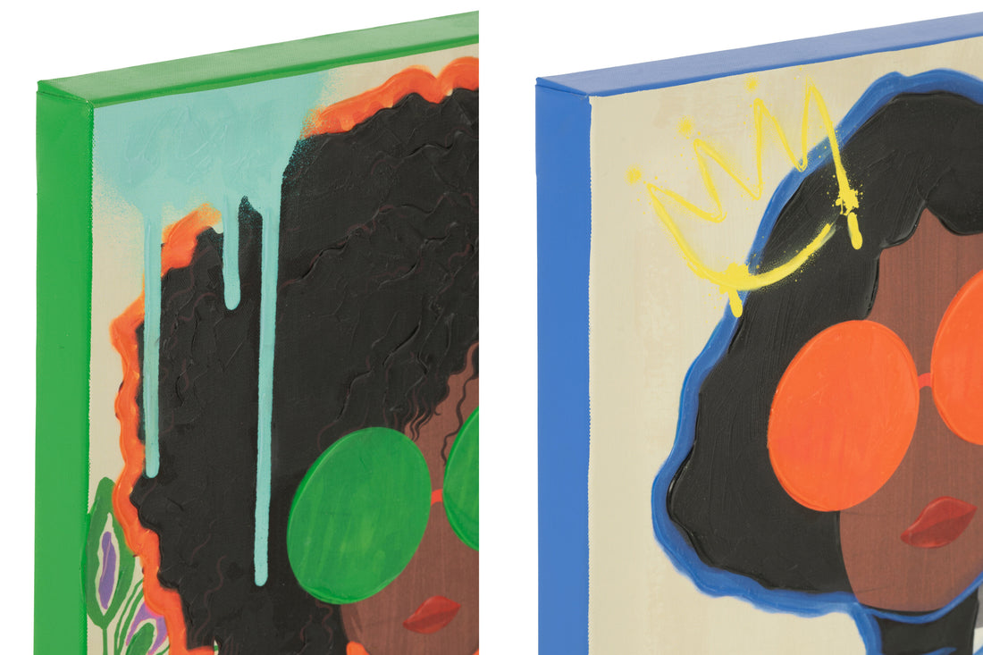 Wanddecoratie Vrouwen Popart Canvas Mix Kleine Assortiment Van 2