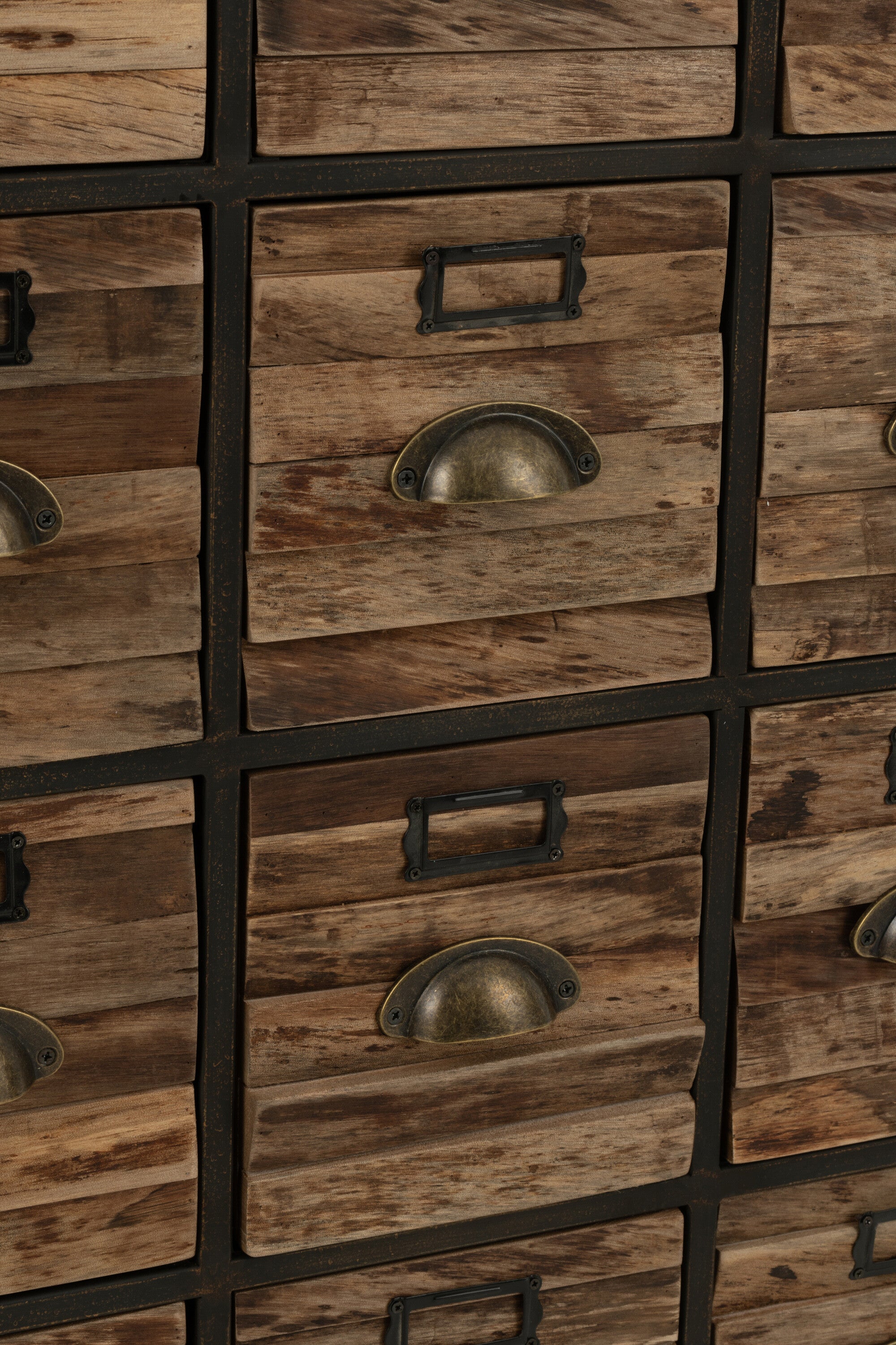 Kast 16 laden Hout/Metaal Bruin