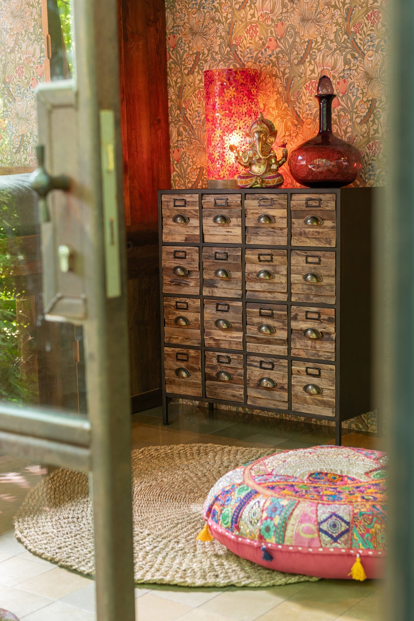 Kast 16 laden Hout/Metaal Bruin