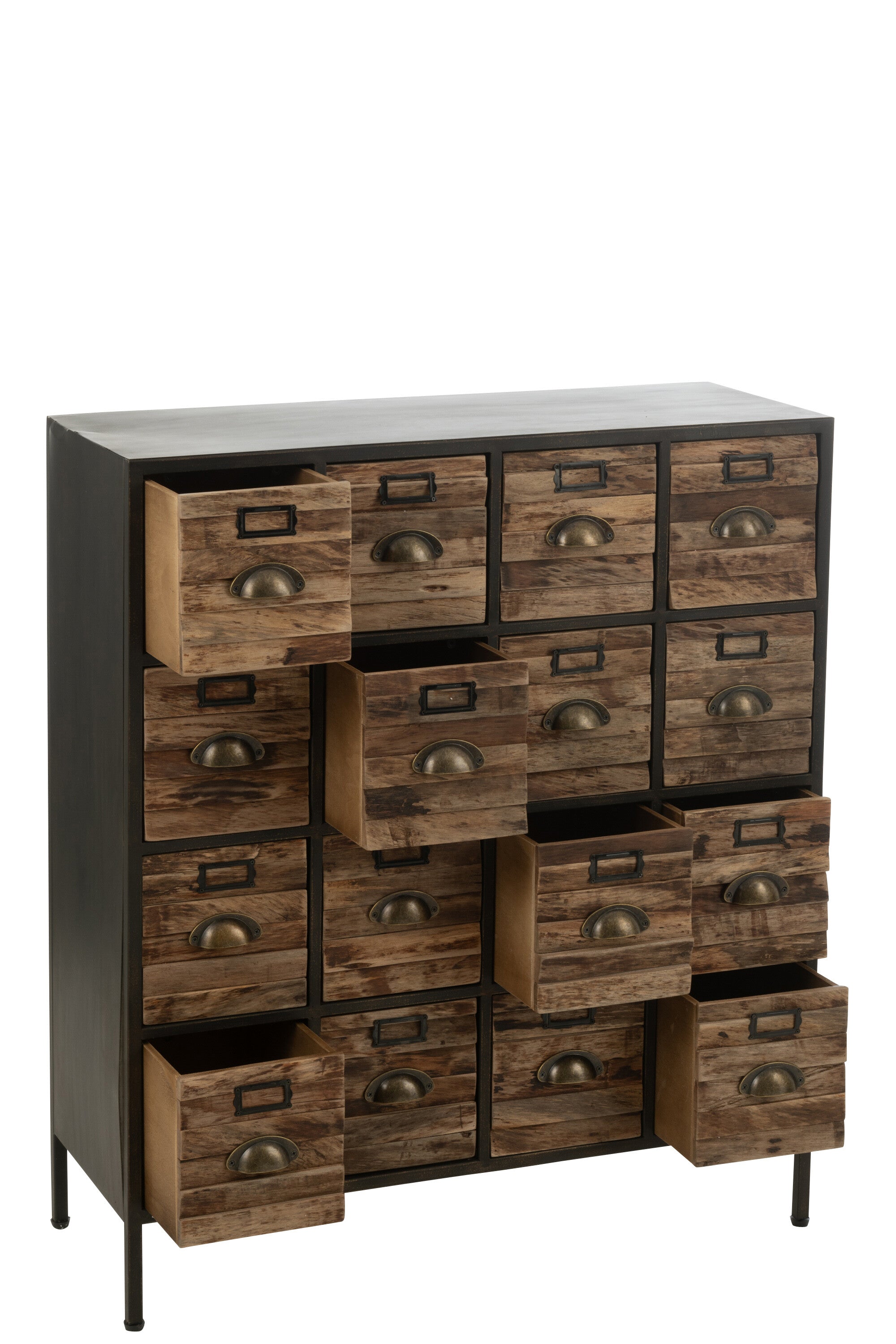 Kast 16 laden Hout/Metaal Bruin
