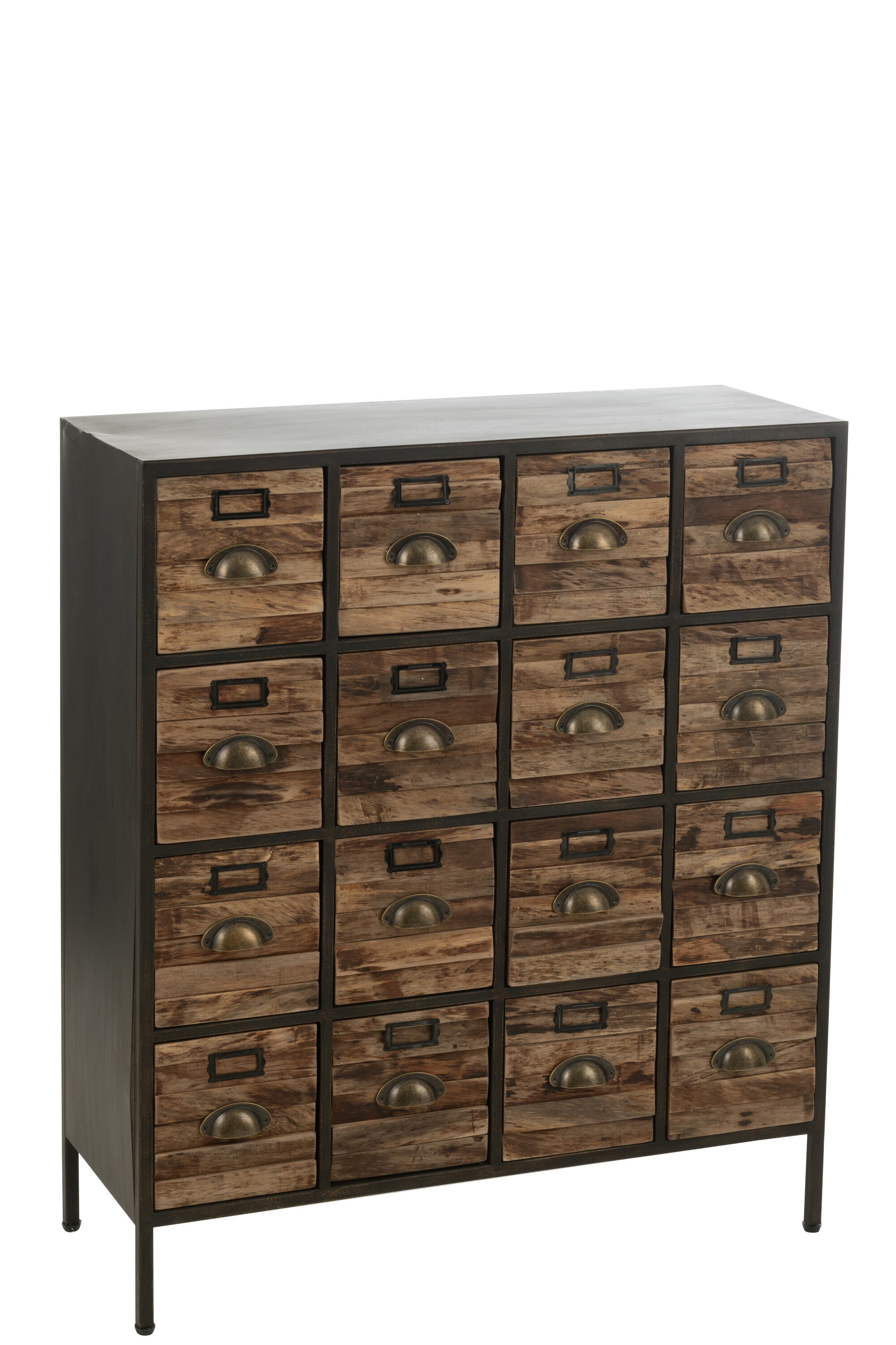 Kast 16 laden Hout/Metaal Bruin