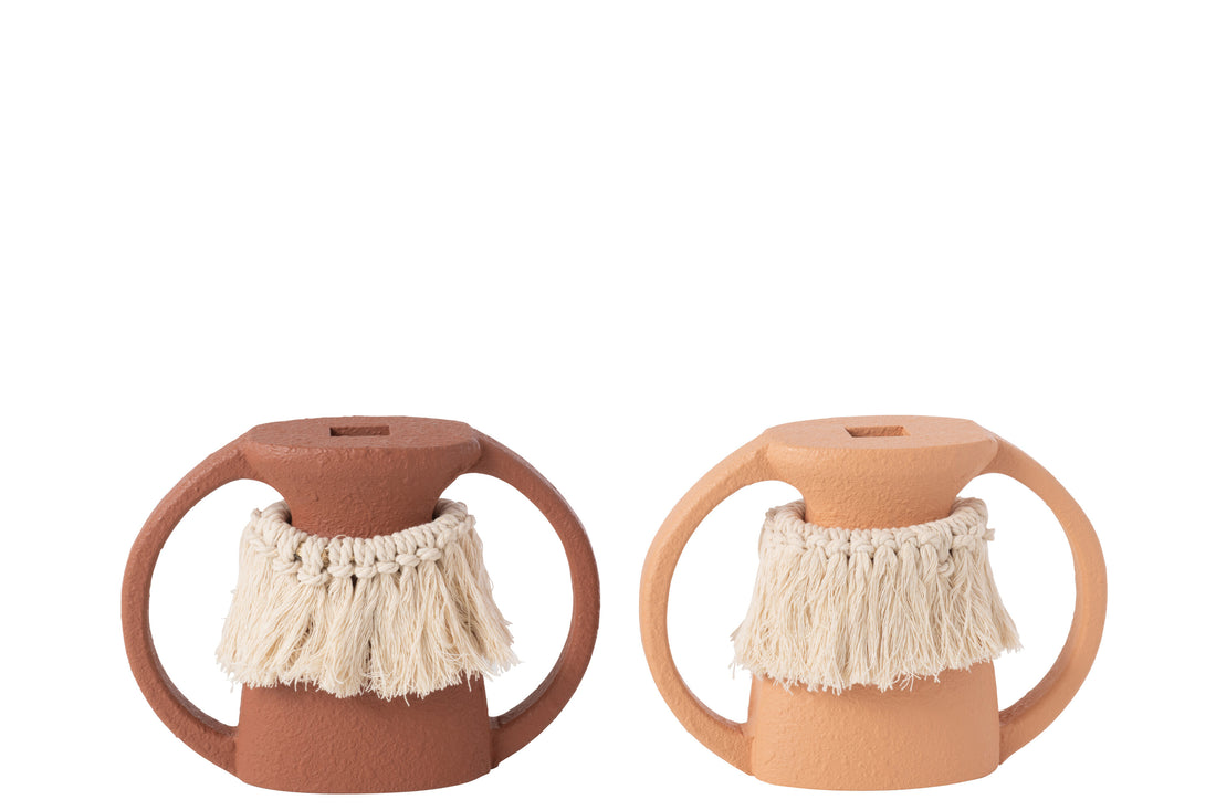 Vaasdecoratie Poli Mdf Bruin/Natuurlijke Assortiment Van 2