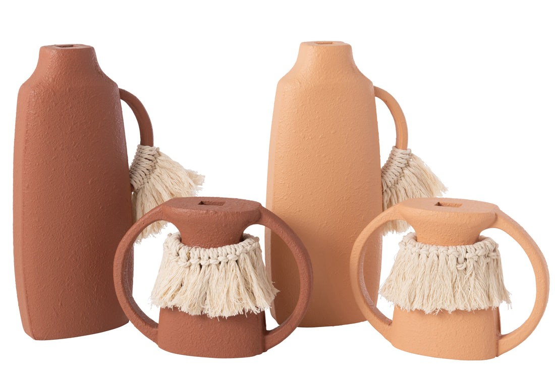 Vaasdecoratie Toli Mdf Bruin/Natuurlijk Assortiment Van 2