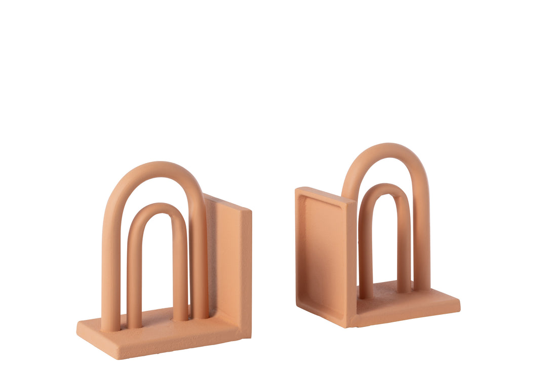 Set van 2 Boekensteunen Koli IJzer Bruin/Natuurlijk