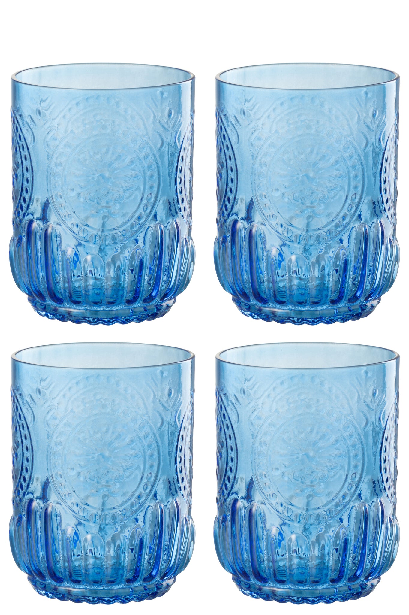 J-Line Cadeaubox 4 Drinkglazen Maya Glas Blauw