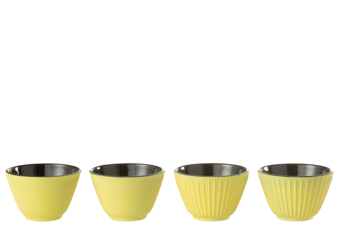 Doos van 2 theekopjes metaal geel assortiment 2