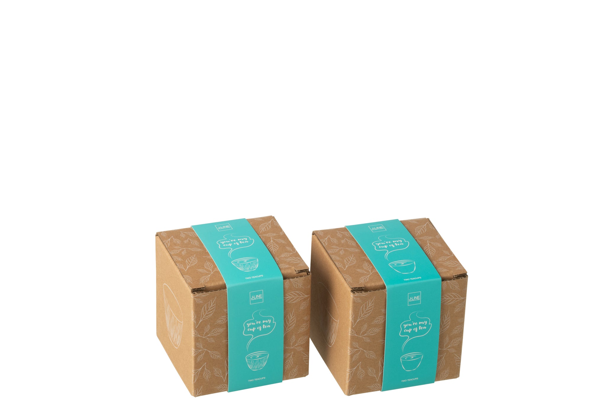 Doos met 2 theekopjes metaal blauw assortiment 2