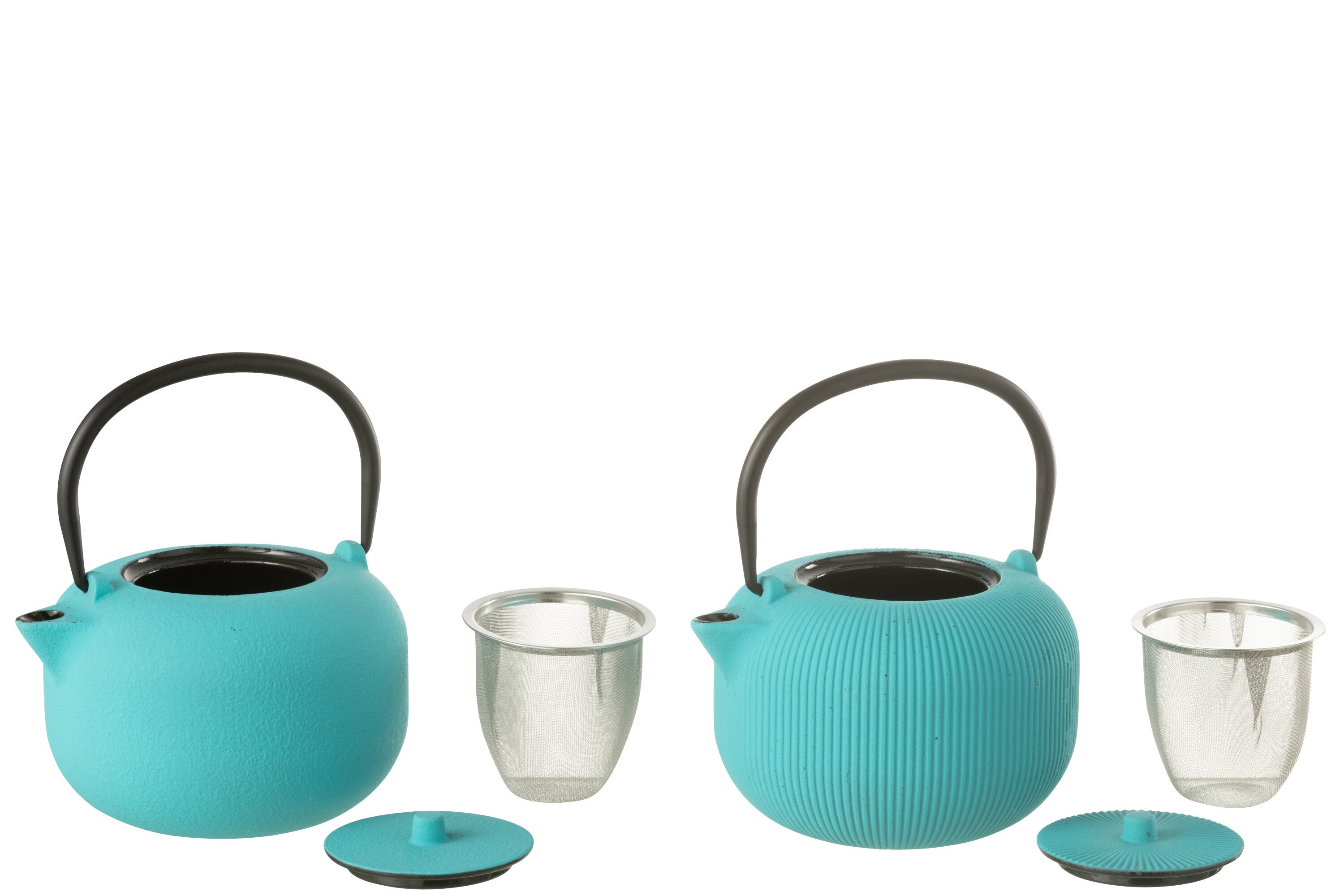 Doos van 1 theepot metaal blauw assortiment 2