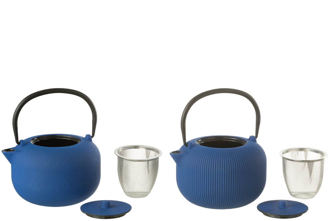 Doos van 1 theepot metaal donkerblauw assortiment 2