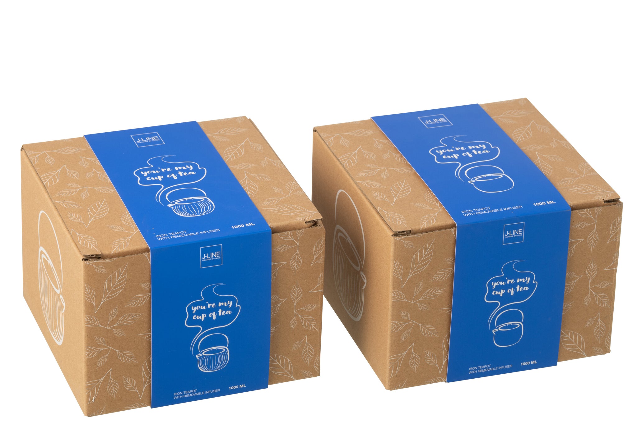 Doos van 1 theepot metaal donkerblauw assortiment 2