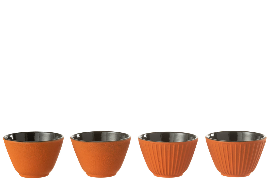 Doos met 2 theekopjes van metaal in oranje assortiment 2