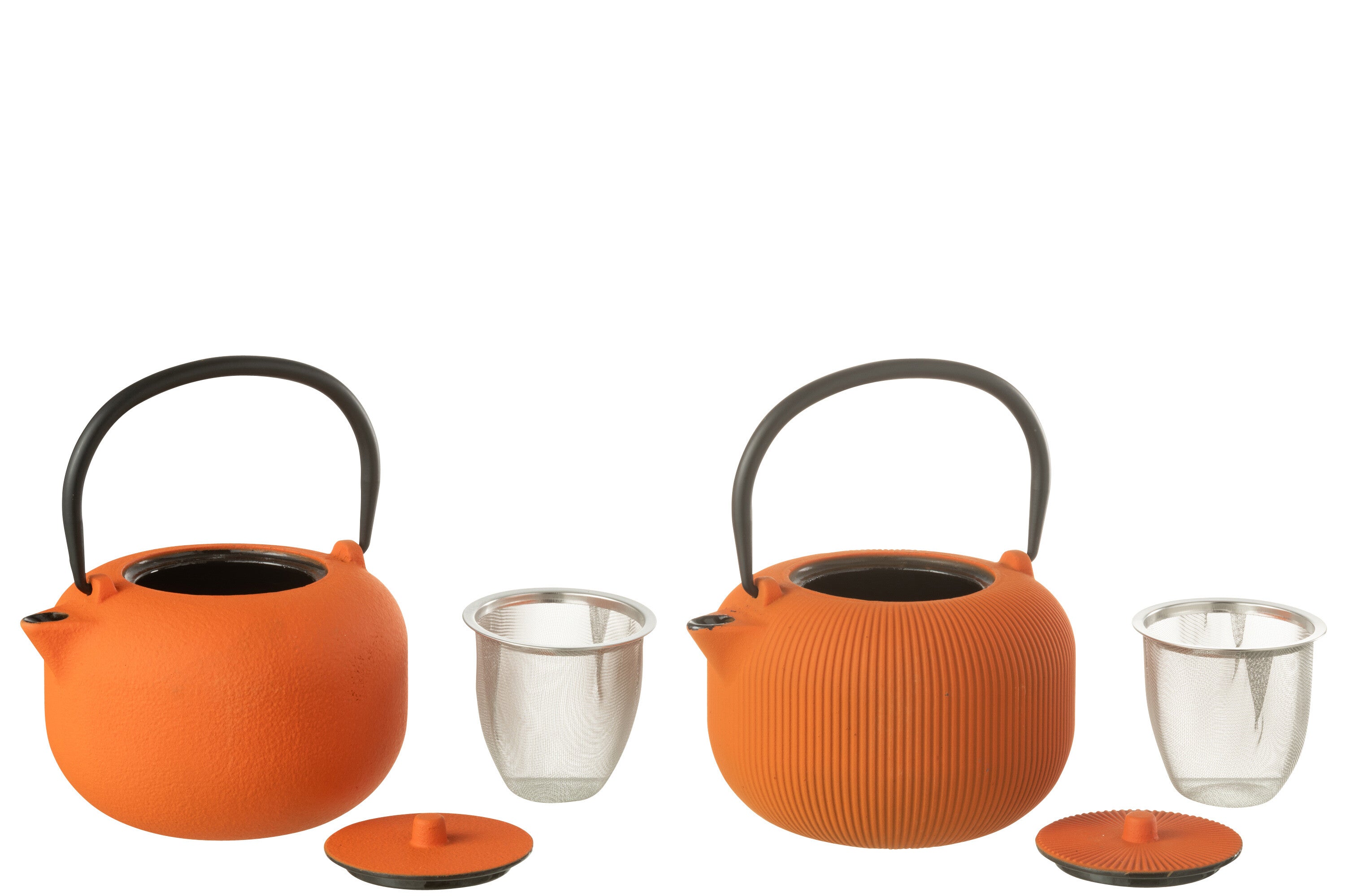 Doos van 1 theepot metaal oranje assortiment 2