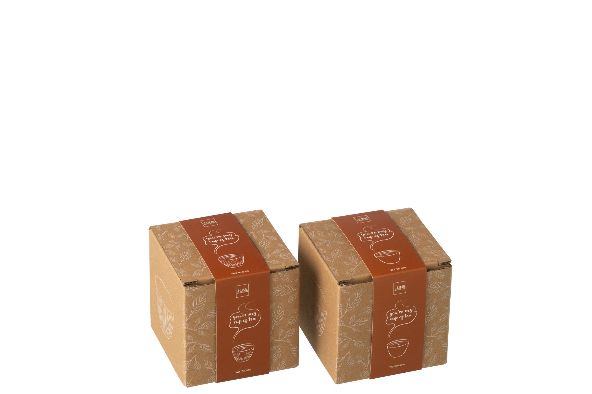 Doos van 2 theekopjes metaal bruin assortiment 2