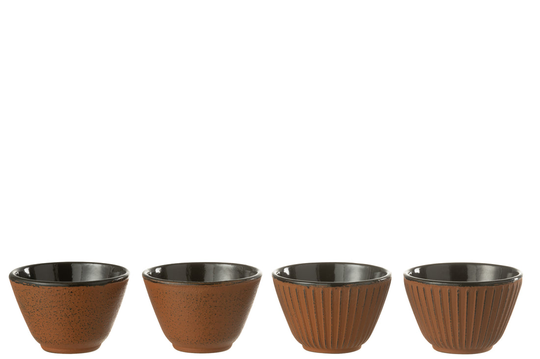 Doos van 2 theekopjes metaal bruin assortiment 2