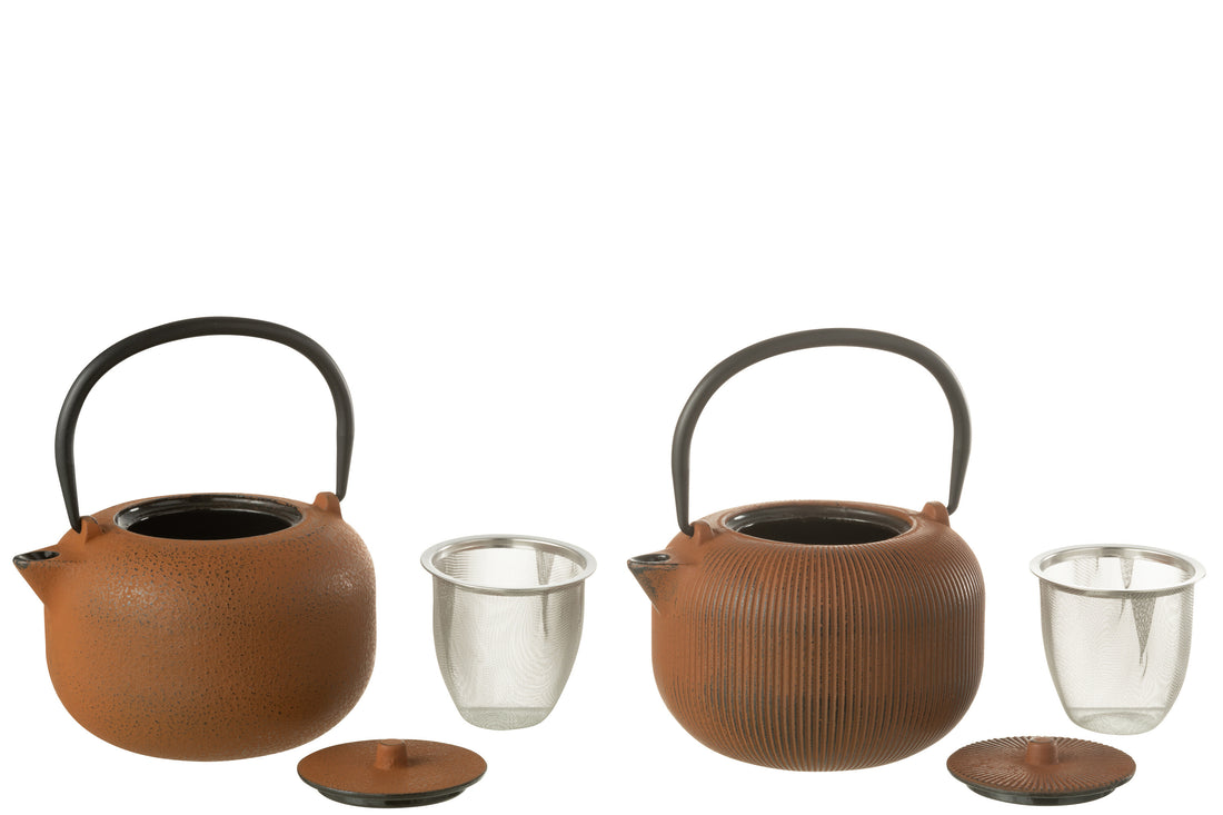 Doos van 1 theepot metaal bruin assortiment 2