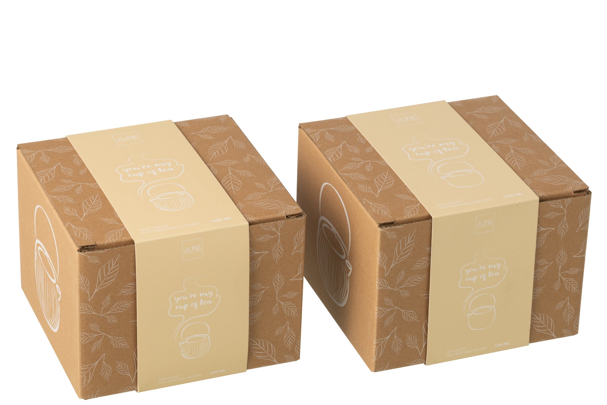 Doos van 1 theepot metaal beige assortiment 2