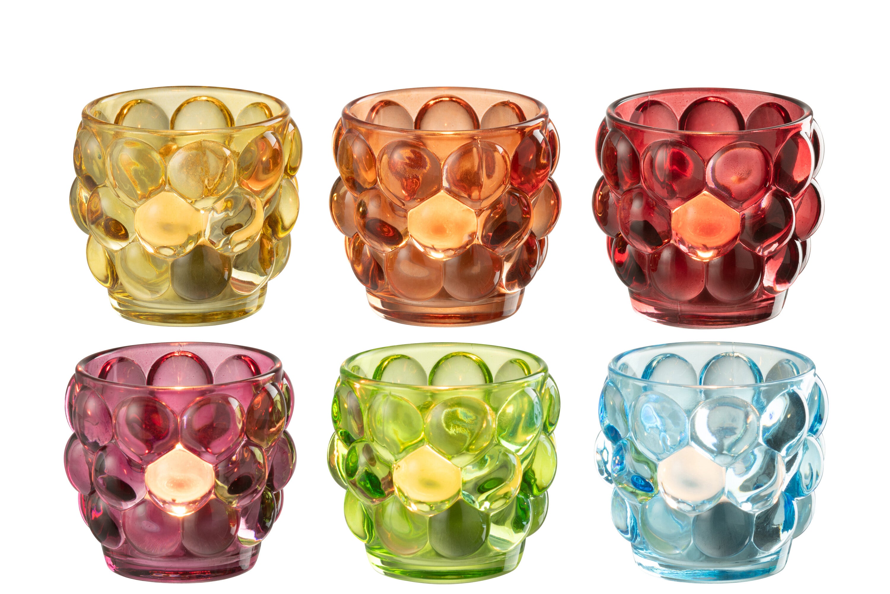 Theelichthouder Lopa Glas Mix Assortiment Van 6