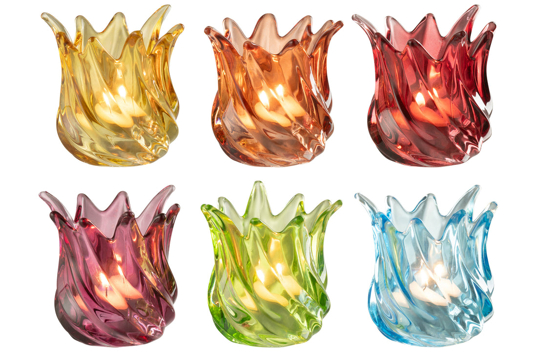 Theelichthouder Popa Glas Mix Assortiment Van 6