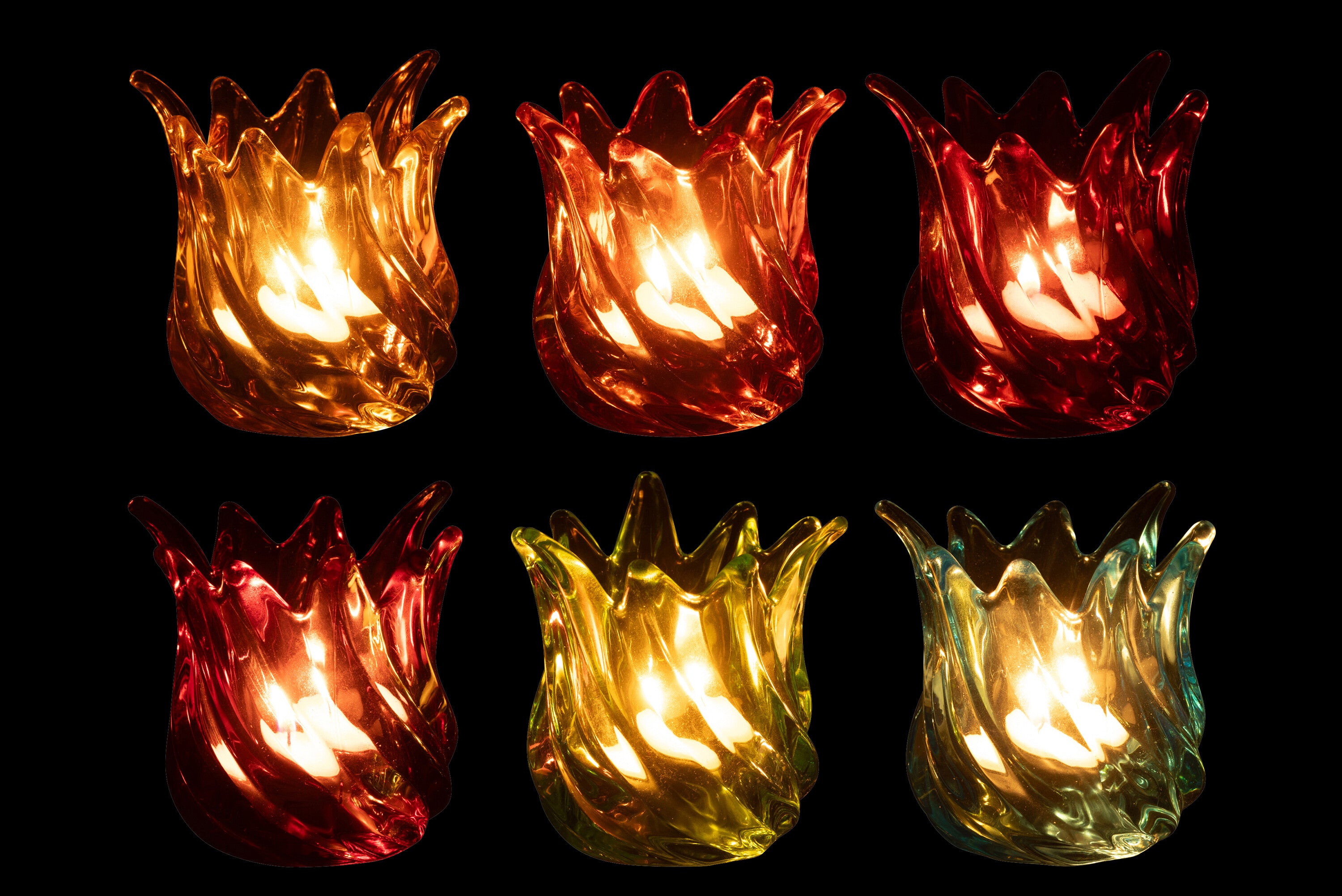 Theelichthouder Popa Glas Mix Assortiment Van 6