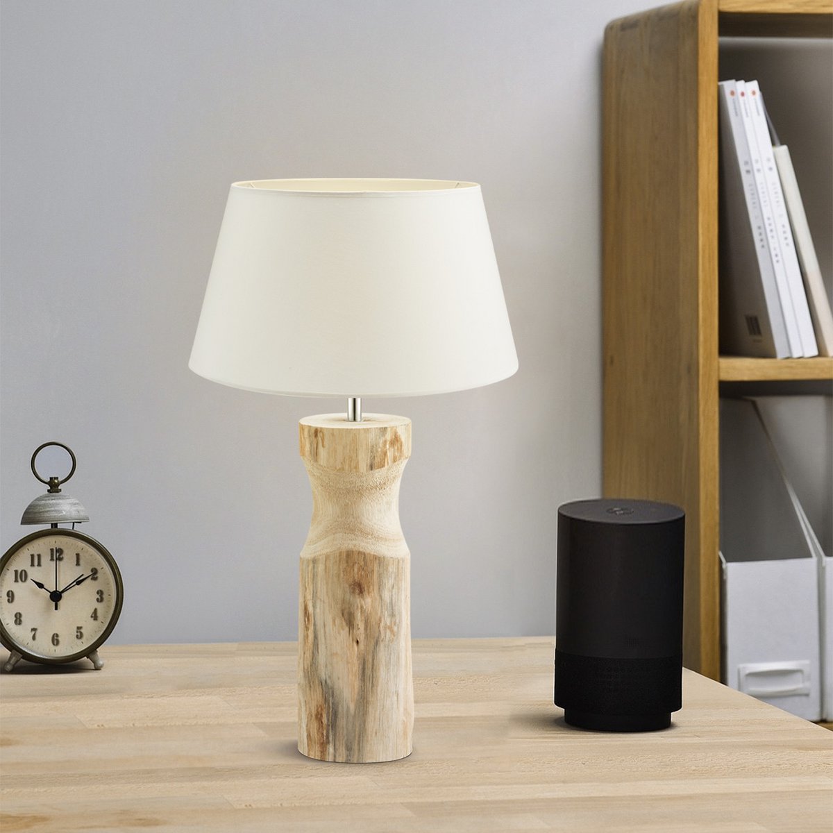 Tafellamp Largo met Bodo Houten Lampvoet en Lampenkap