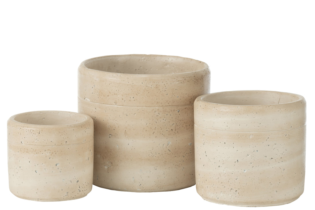 Bloempot Olina Rond Cement Crème Groot