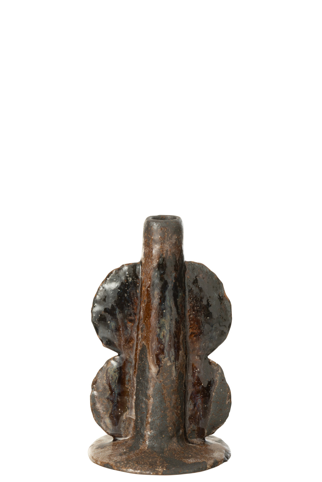 Vaas/Kaarsenhouder Naga Keramiek Bruin/Zwart