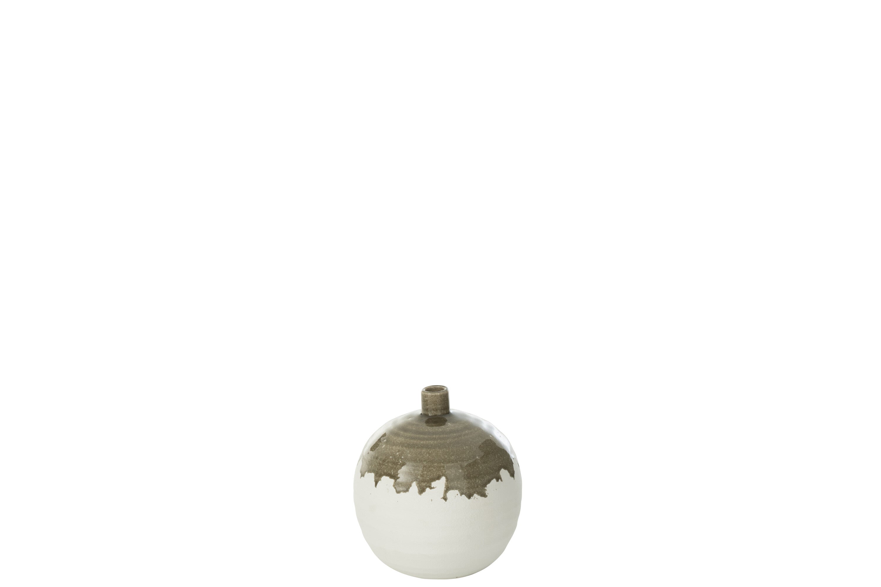 Vaas Olea Fles Rond Olijfgroen/Wit