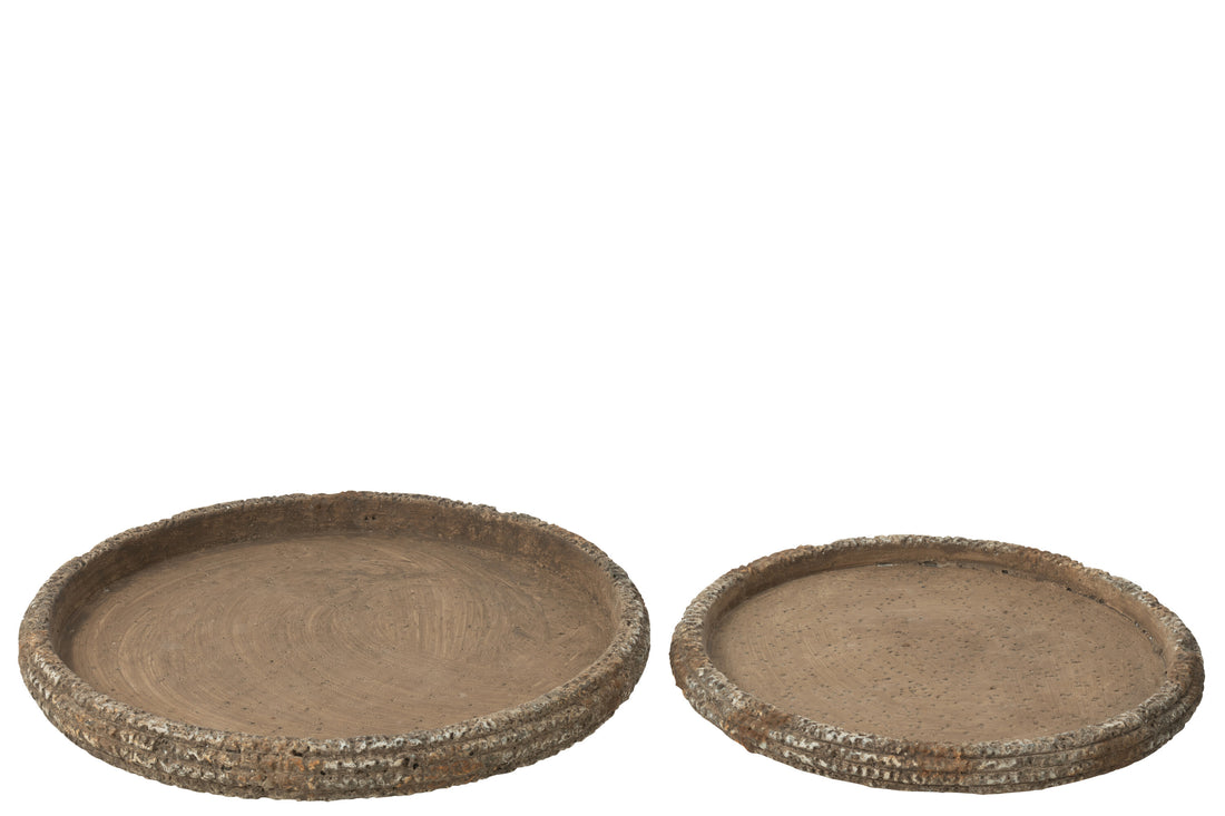 Set van 2 decoratieve dienbladen antiek cement
