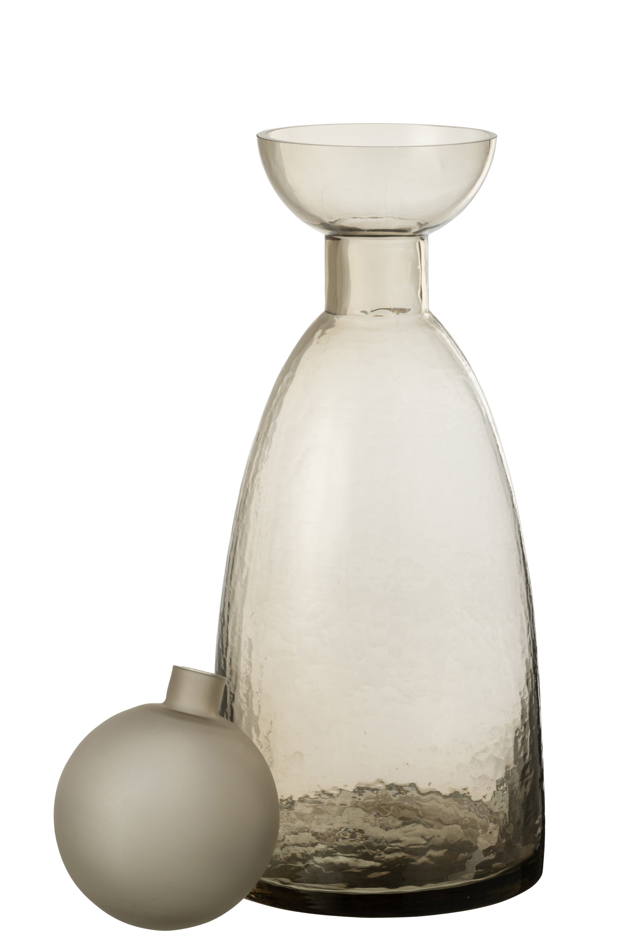 Vaas Fles+Dop Yara Glas Greige Groot