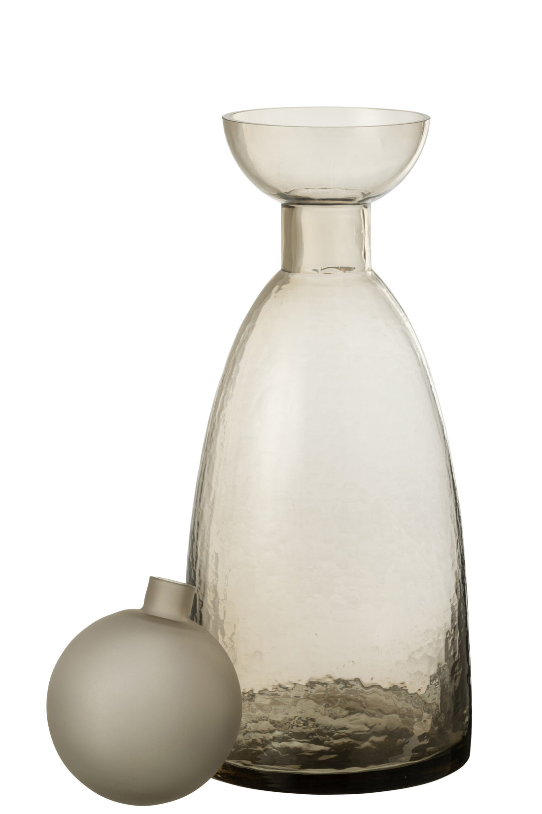 Vaas Fles+Dop Yara Glas Greige Groot