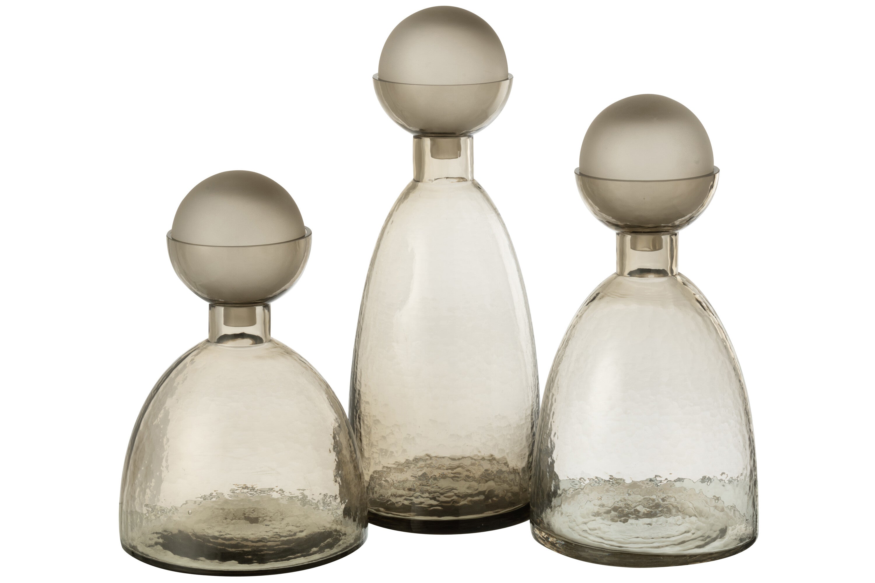 Vaas Fles+Dop Yara Glas Greige Groot