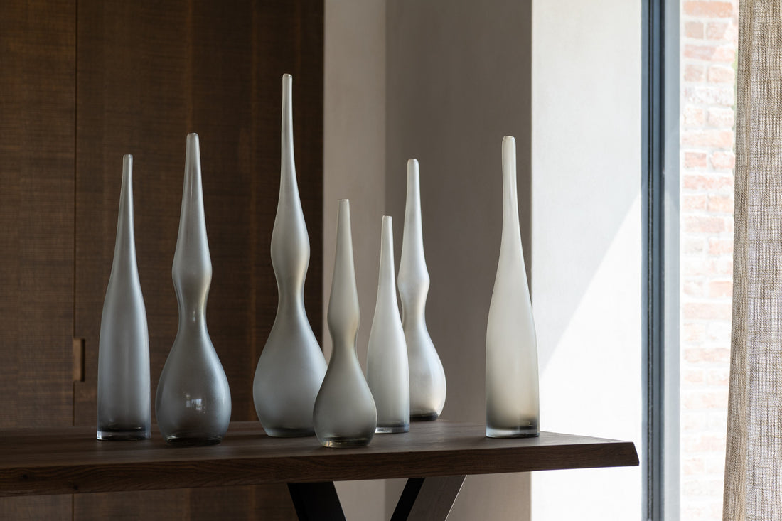 Set van 3 vazen Yara Gebogen Fluitglas Greige