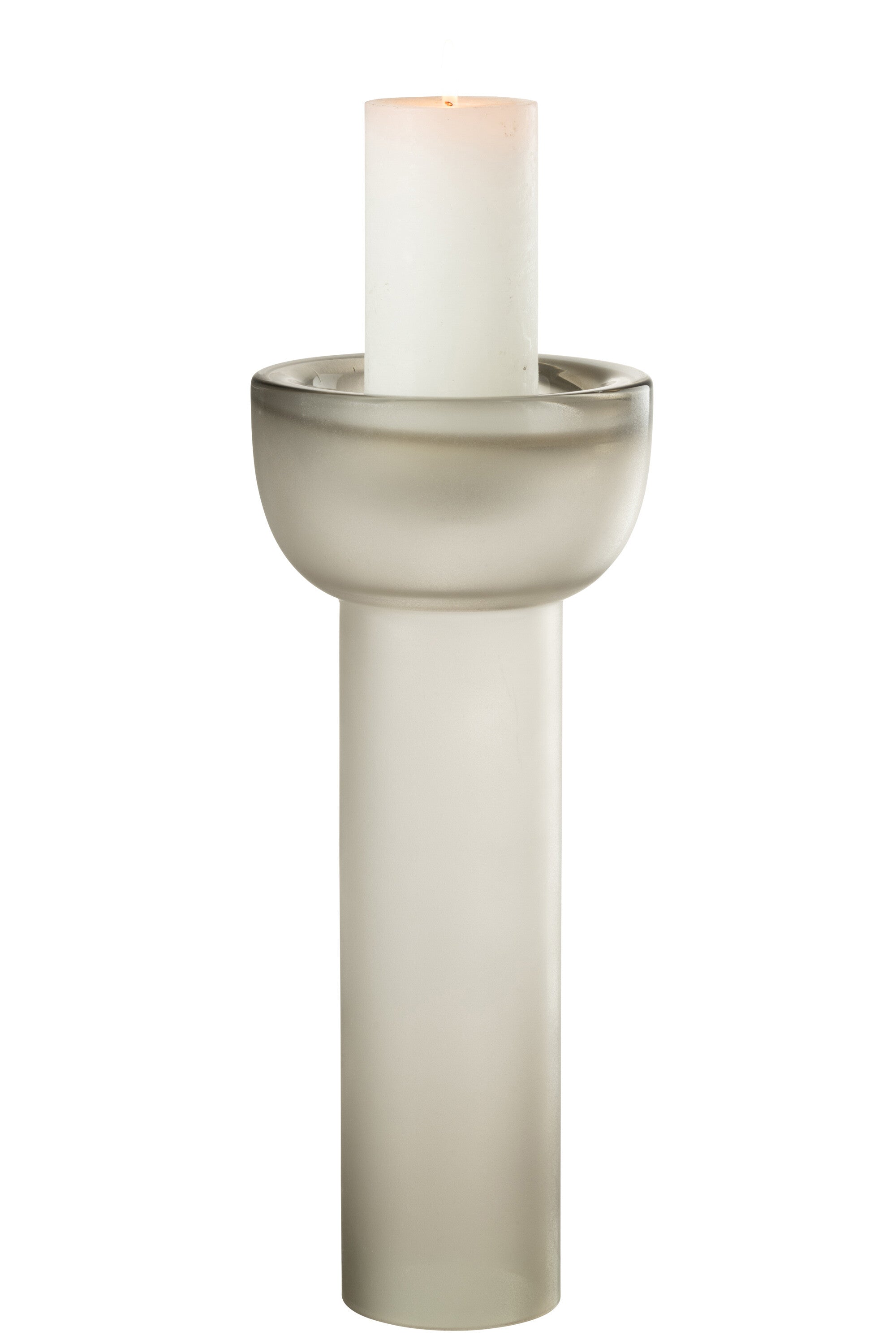 Vaas/Kaarsenhouder Yara Glas Greige Groot