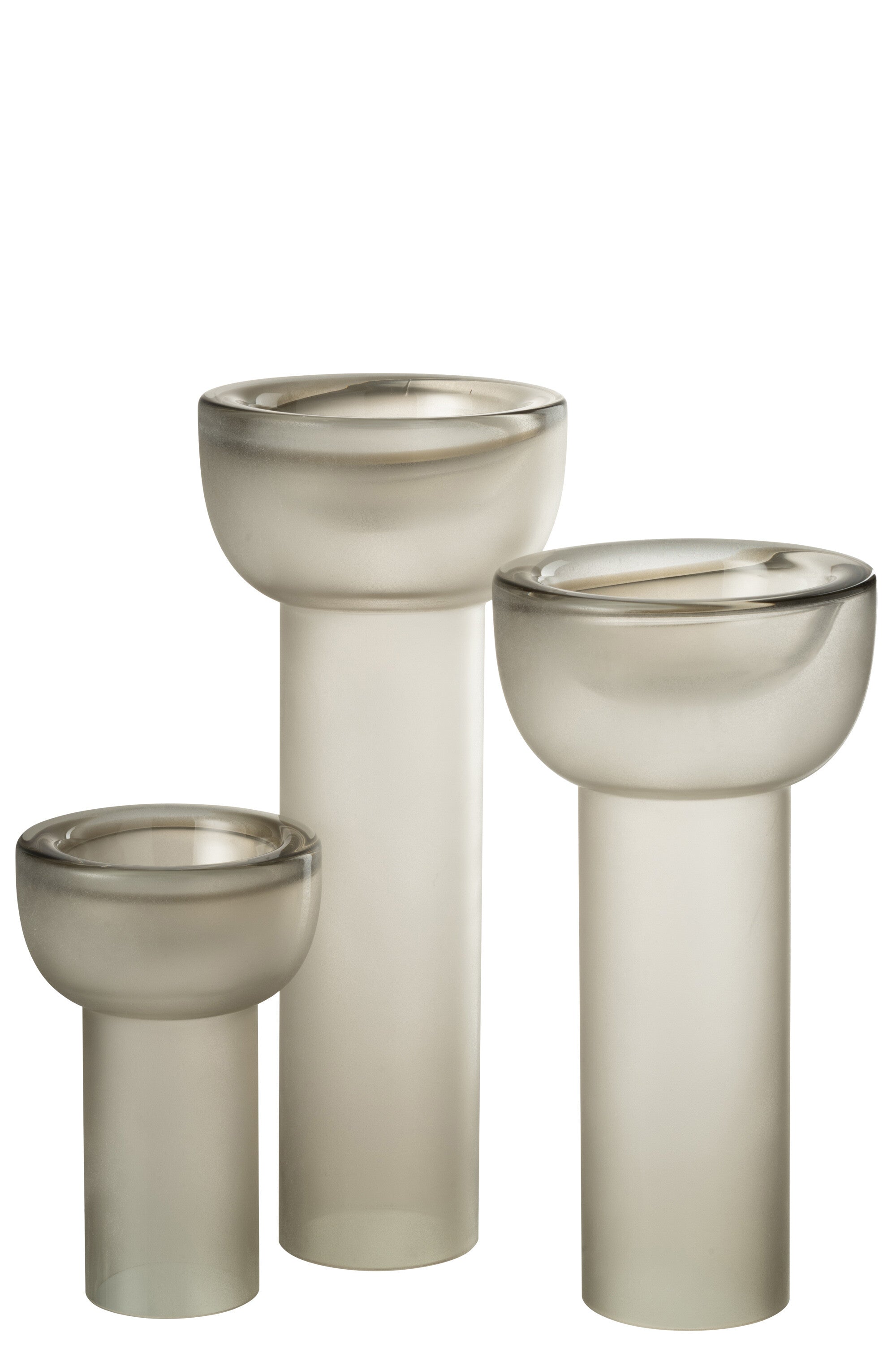 Vaas/Kaarsenhouder Yara Glas Greige Groot