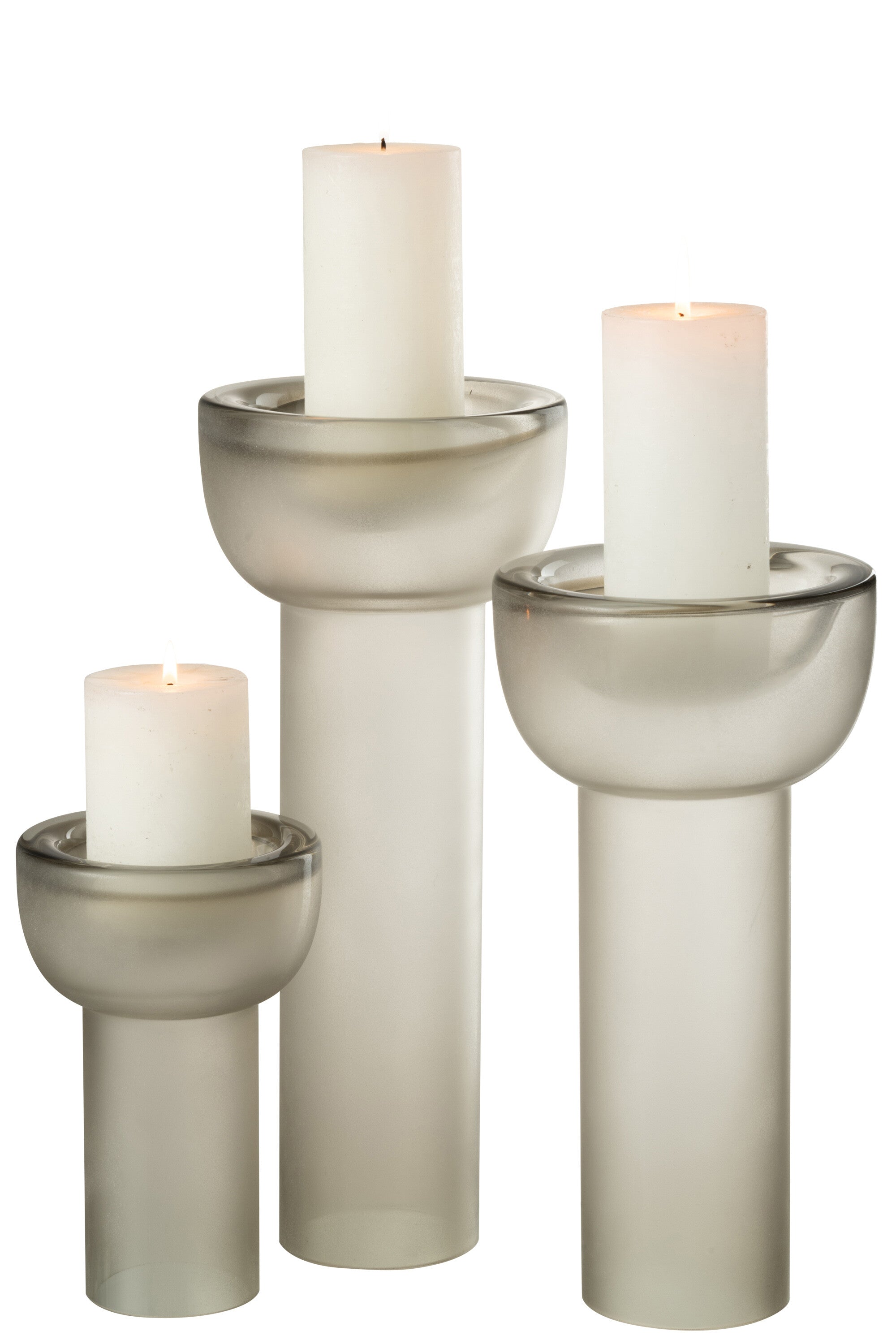 Vaas/Kaarsenhouder Yara Glas Greige Groot