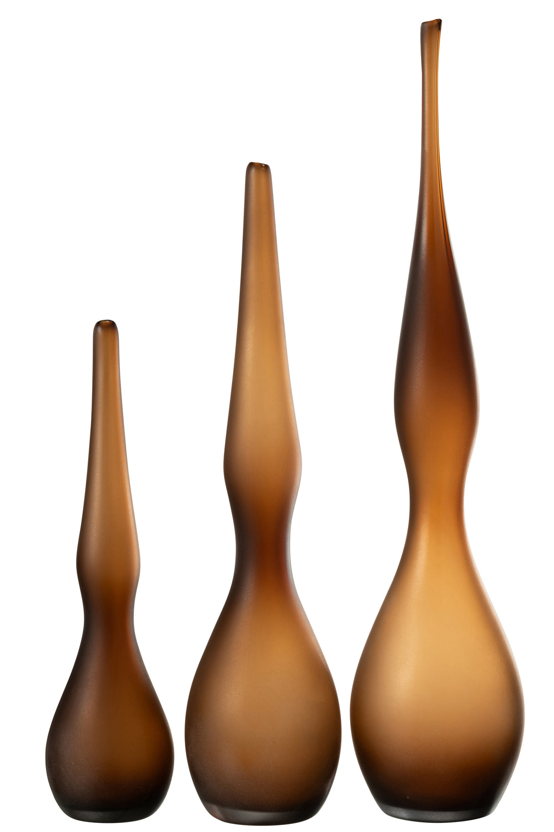 Set van 3 vazen Yoko Gebogen Fluitglas Bruin